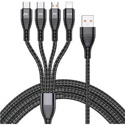 MTP Products Nylonflätad Universell 4-i-1 USB 2m
