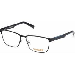 Timberland TB1721 Unisex-Brille inkl. Gläser Vollrand Eckig Edelstahl-Gestell 56mm/16mm/0mm, schwarz