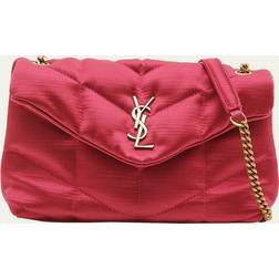 Saint Laurent Loulou Toy YSL Textured Puffer Crossbody Bag FUCHSIA