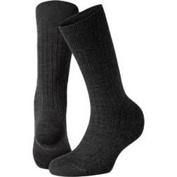 Panos Emporio Premium Mercerized Wool Rib Socks - Anthracite