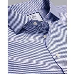 Charles Tyrwhitt Men's Cutaway Collar Non-Iron Poplin Bengal Stripe Shirt - Royal Blue