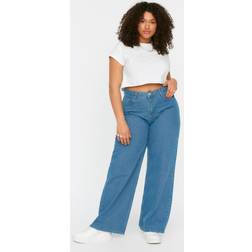 TRENDYOL Frauen Übergröße Hohe Taille Wide Leg Plus-Size-Jeans