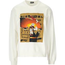 Diesel Sweatshirts & Hoodies, Herr, Vit, M, Bomull, Crew-Neck Sweatshirt Ekologisk Bomull