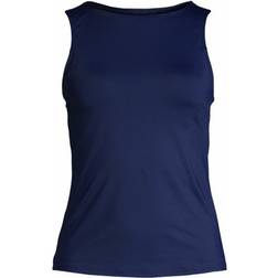 Lands' End Tankinitop mit hohem Ausschnitt CHLORRESISTENT, Damen, Größe:36 regular, Blau, Elasthan/Nylon-Mischung, Blau