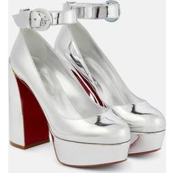 Christian Louboutin Movidastrap metallic leather pumps silver