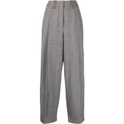 Ganni Herringbone Suiting Relaxed Pleated Pants - Frost Grey