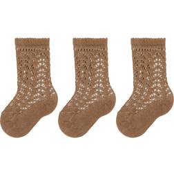 Condor Perle Openwork Knee High Socks 3pcs - Cappuccino (25182-348)