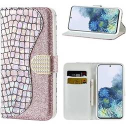 MTP Products Croco Bling Series Samsung Galaxy S21 5G Plånboksfodral Roséguld