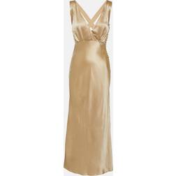 Khaite Milo Silk Charmeuse Midi Dress - Neutrals