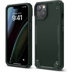 Elago Armor Compatible with iPhone 14 Case 6.1 Inch US Military Grade Drop Protection, Heavy-Duty Protective Case, Carbon Fiber Texture, Tough Rugged Design, Shockproof Bumper Cover Dark Green