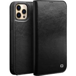 Qialino Classic iPhone 13 Pro Max Läder Plånboksfodral Svart
