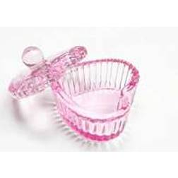 Shein 1Pc Nail Art Crystal Glass Cup Dappen Dish Clear Bowl Container Nail Tools For Acrylic Liquid Powder Nail, with Heart-Shaped Pink Lid and Holder, Glassware Care Tools for Nail Art Manicure