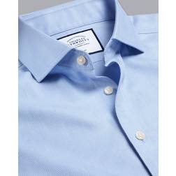 Charles Tyrwhitt Men's Cutaway Collar Non-Iron Herringbone Cotton Formal Shirt - Sky Blue