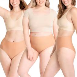 Shapermint Truekind Seamless Stretch Mid Waist Briefs 3-pack - Nude