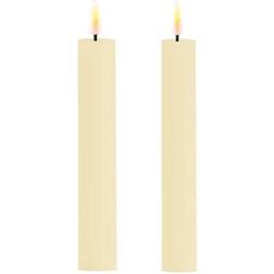 Deluxe Homeart Real Flame Beige Candle 15cm 2pcs