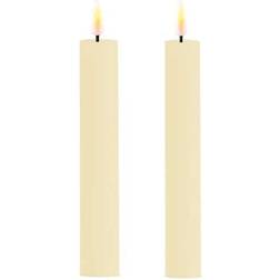 Deluxe Homeart Real Flame Beige Stearinljus 15cm 2st