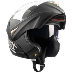 Westt Westt Torque Motorcycle Helmet Modular Helmet Street Legal Motorcycle DOT Certified for Scooter Moped Motor Bike Helmet Black-Gold, X-Large