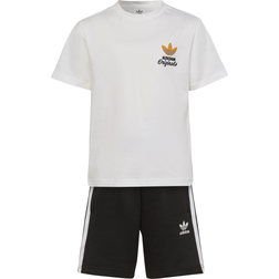 Adidas Originals Trefoil Shorts and Tee Set - White