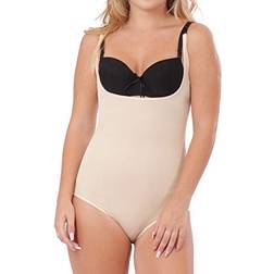 Shapermint Open Bra Bodysuit with Brief Leg Panty - Nude