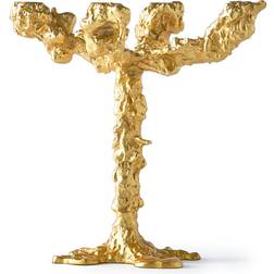 Polspotten Drip, 4 armet - Guld Lysestage 32cm