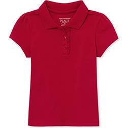 The Children's Place The Children's Place girls Toddler Uniform Ruffle Pique Polo Shirt, Ruby Single, 2T