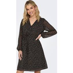 Only Cera Kleid mit Bindegürtel - Black