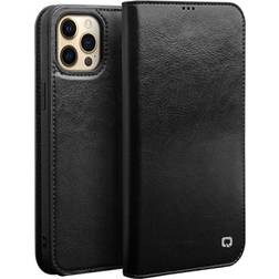 Qialino Classic iPhone 13 Pro Läder Plånboksfodral Svart