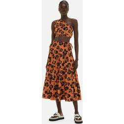 Whistles Women's Tropical Floral Tiered Skirt Brown/Multi