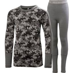 Helly Hansen Junior's Graphic Lifa Merino Base Layer Set - Black