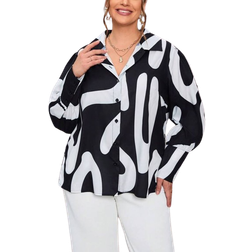 Shein Plus Graphic Print Button Front Shirt