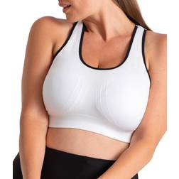 Shapermint Truekind Seamless Racerback Sports Bra - White/Black Trim