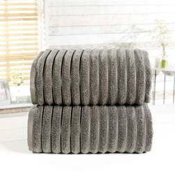 Ribbed Bath Towel Grey (140x90cm)