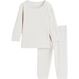 H&M Baby Ribbet Bomuldssæt - Lys Beige (0867135069)