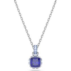 Swarovski Birthstone pendant, Square cut, September, Blue, Rhodium plated