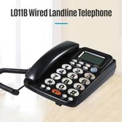 Tomtop Jms Desktop Wired Landline Telephone with Large Buttons Hands-free Calls Adjustable Screen Brightness Black