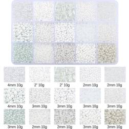 Shein 15-grid White Decorative Bead With Hole For Jewelry Making Diy Bracelet Necklace Craft
