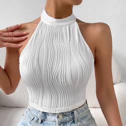 Shein Solid Crop Halter Top