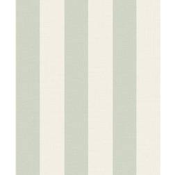 Grandeco Wide Textured Stripe Green Cream Wallpaper