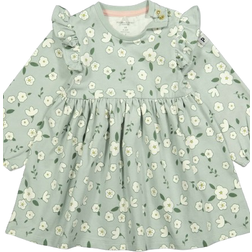 Polarn O. Pyret Baby Dress with Flower Print - Light Green