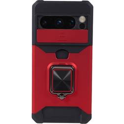 MAULUND Google Pixel 8 Pro Tåligt Skal med Magnetisk Stativfunktion, Korthållare och Cam Slider Röd
