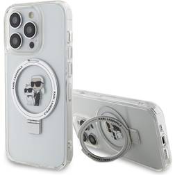 Karl Lagerfeld Coque Magsafe pour iPhone 15 Pro TPU Ring Stand et Choupette Transparent
