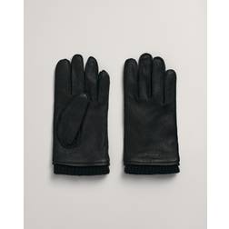 Gant Cashmere Lined Leather Gloves - Black