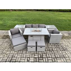 Fimous Gas Fire Pit Patio Dining Set, 3 Table incl. 2 Chairs & 1 Sofas