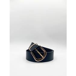 SVNX PU Leather Belt With Gold Metal Buckle Black One