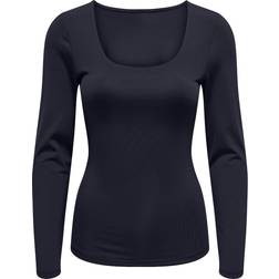 Only Lea Square Neck Rib Top - Night Sky