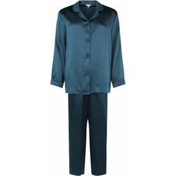 Lady Avenue Pure Silk Basic Pyjamas - Dark Petrol
