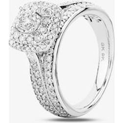 T.H.Baker 9ct White Gold 1.00ct Diamond Fancy Shouldered Square Cluster Ring THR20737-100 Silver