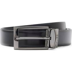 HUGO Reversible Leather Belt With Branded Keeper - Black