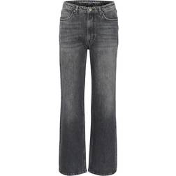 My Essential Wardrobe The Louis High Wide Jeans, Dark Grey Retro Wash, W25/L32