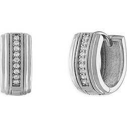 Esquire Huggie Earrings - Silver/Diamonds